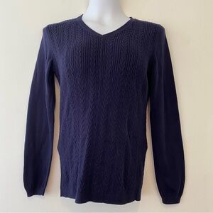 Talbots navy blue cable knit v neck sweater